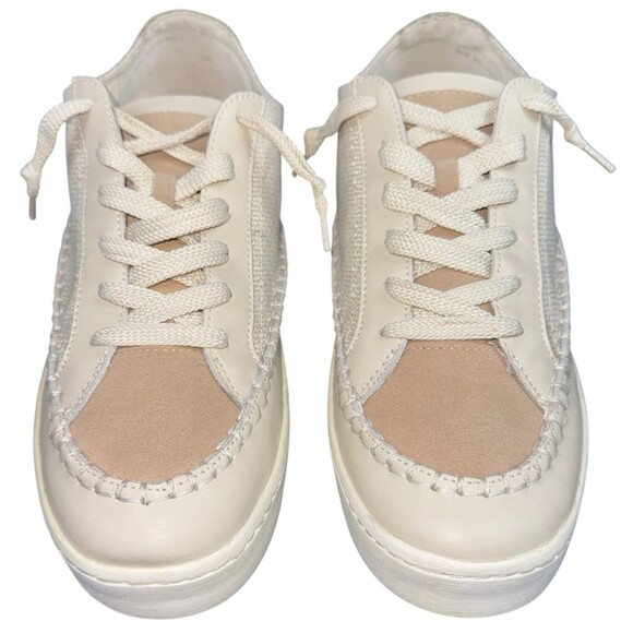 Dolce Vita Womens Size 13 Beige Mixed Media Zolen Round Toe Sneakers Shoes New - Picture 5 of 9